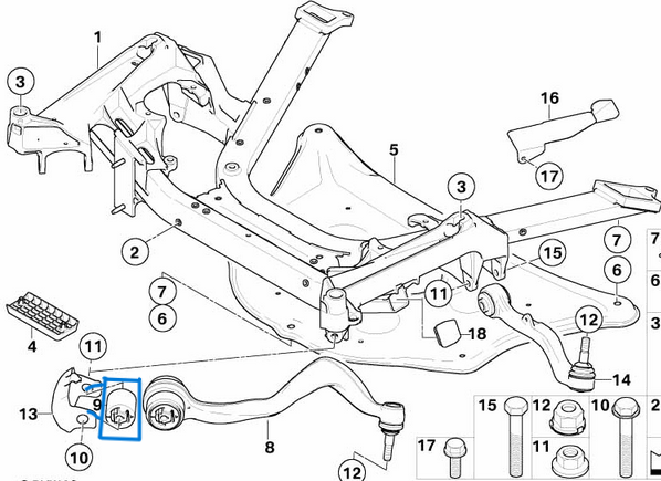 Salıncak Burcu Ön Üst  BMW 7 Seri E65 OEM 31120304308