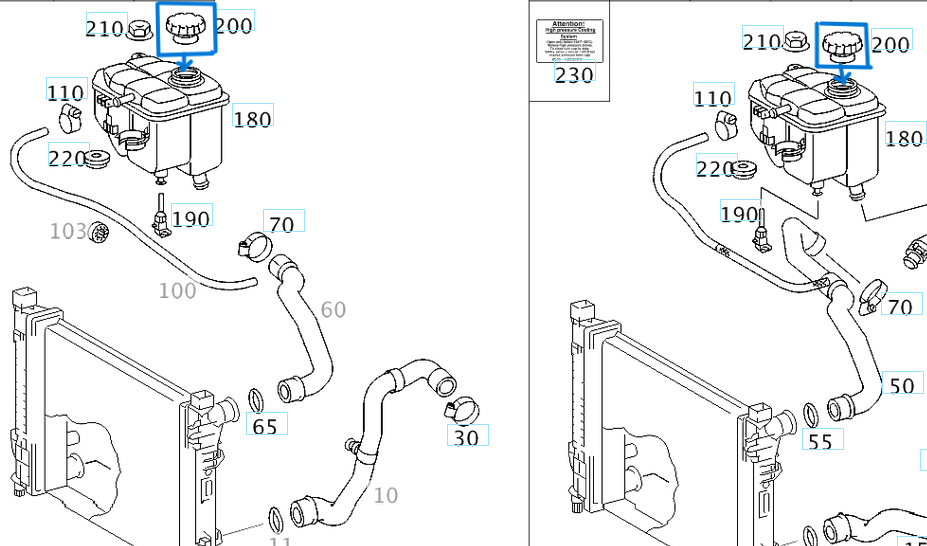 Radyatör Kapağı 2,1 Bar CLA Seri W117, ML Seri W164, W166, C Seri W203, W204, E Seri W210, W211, W212, Vito W447, Sprinter W907 OEM A2105010615, A0005018215, A2105010715