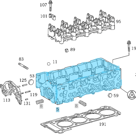 Silindir Kapağı C Seri W202, W203, E Seri W210 Motor: OM611 CDI OEM A6110103620