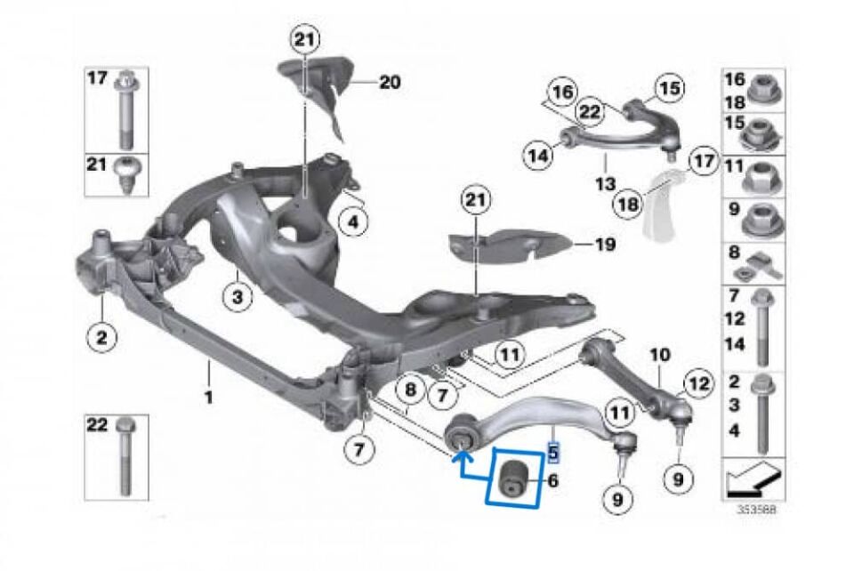 Salıncak Burcu Ön Alt  BMW 5 Seri F10, F11, F12,  OEM 31126775979