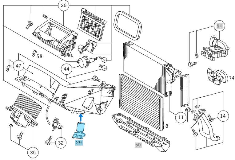 Klima / Kalorifer Rezistansı / Kalorifer Direnci Vito W638 Motor: OM601, OM611, M111 OEM A0018212560