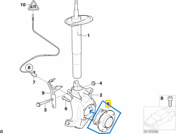 Teker Rulmanı Poryalı Ön BMW 5 Seri E60, E61, 6 Seri E63, E64 OEM 31226765601, 31226760177