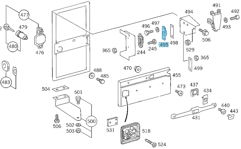 Kapı Kilit Dili Orta Kapı / Kapı Denge Tutucusu / Sürgülü Kapı Sabitleyici  Sprinter W901, W902, W903, W904, Vito W638, Minibüs 207 W601, OEM A9017660062