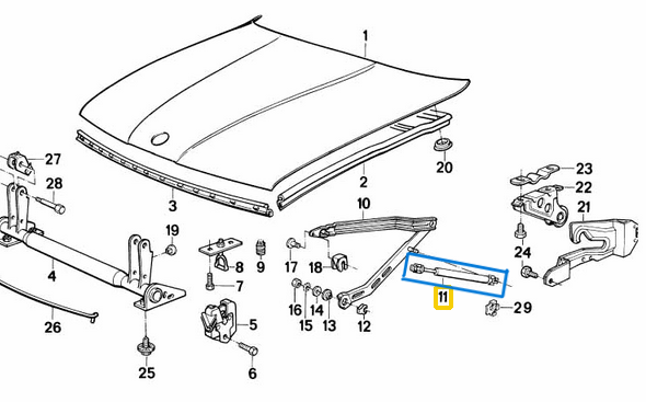 Motor Kaput Amortisörü BMW 5 Seri E34 OEM 51231944119