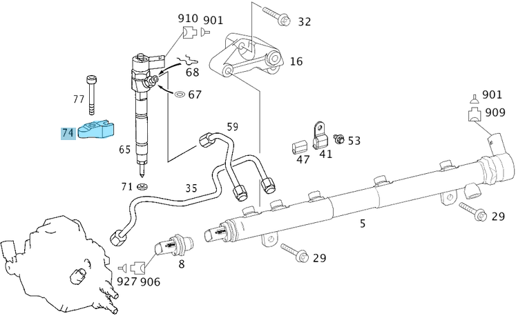 Enjektör Bağlantı Ayağı / Enjektör Sabitleyici / Enjektör Tutucu Motor: OM611, OM612, OM646, OM647 OEM A6110160738, A6110160538, A6110160238