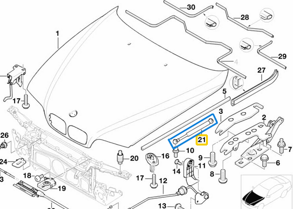 Motor Kaput Amortisörü BMW 5 Seri E39 OEM 51238174866