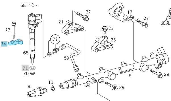 Enjektör Bağlantı Ayağı / Enjektör Sabitleyici / Enjektör Tutucu Civata ve Pulları İle Takım Motor: OM611, OM612, OM646, OM647 OEM A6110160738, A6110160538, A6110160238
