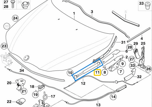 Motor Kaput Amortisörü BMW 5 Seri E60, E61 OEM 51237008745