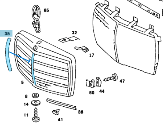 Panjur Nikelajı Dik / Panjur Çıtası Dikey W115, W116, W123, W126, W124, OEM A1238880185, 1238880185