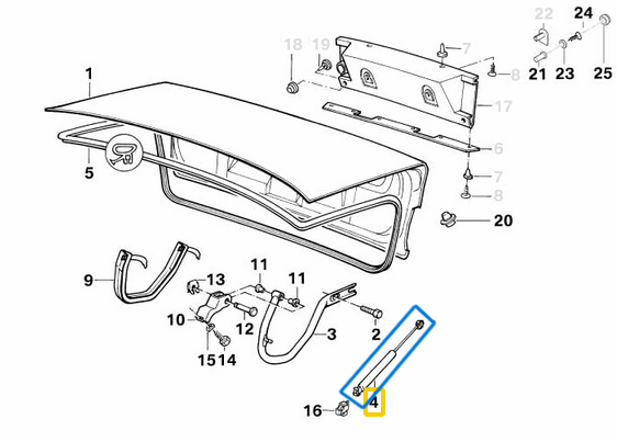 Bagaj Kapak Amortisörü BMW 5 Seri E34 OEM 51248110327, 51241934270