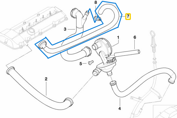 Yağ Seperatör (Hava Tahliye), (Basınç Ayar) Hortumu 3 Seri E46, 5 Seri E39, E60, E61, 7 Seri E38, E65, E66 M52, M54 OEM 11617504536
