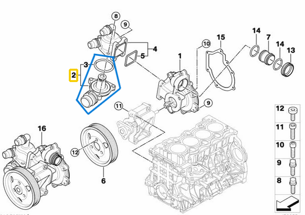 Termostat 105'C BMW 1 Seri E81, E82, E87, E88, 3 Seri E46, E90, E91, E92, E93, 5 Seri E60, X1 E84, X3 E83 N42, N46, N46N OEM 11537510959