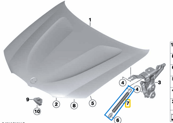 Motor Kaput Amortisörü BMW X3 F25, X4 F26 OEM 51237210727
