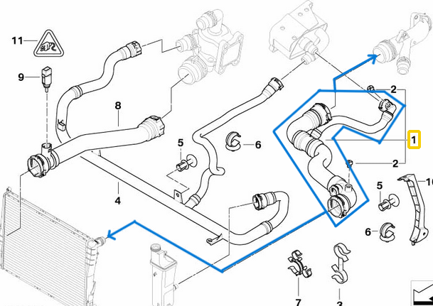 Radyatör Hortumu Üst 3 Seri E46 N40, N42, N45, N46 OEM 17127520668