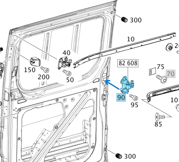 Kapı Kızak Sürgüsü  / Sürgülü Kapı Makarası Sağ Orta Sprinter W906, VW Crafter  OEM A9067600347, 2E1843336
