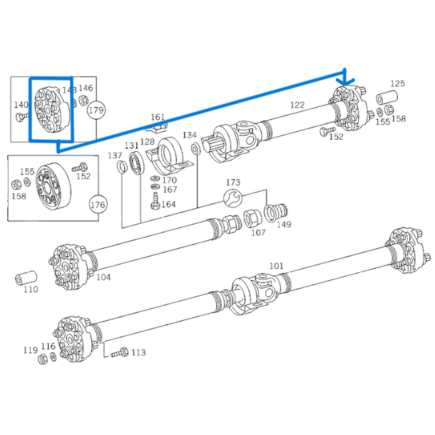 Şaft Takozu / Şaft Köselesi Ön Küçük Tek W124, W201 OEM A2014101015, A1244100015