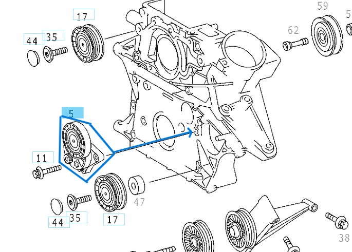 KAYIŞ GERGİ KÜTÜĞÜ C Seri W202, W203, W204, E Seri W211, Vito W639, Sprinter W903, W904, W906 OM611, OM612, OM613, OM646, OM647, OM648 OEM A6462000570, A6112000570, A6112000370