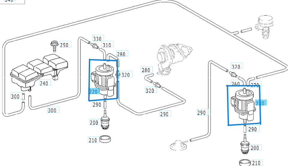 Turbo Basınç Ventili / Konvertörü Mavi C Seri W203, E Seri W210, Sprinter W901, W902, W903, W904 OM611 OEM A0005450527, 05080371AA