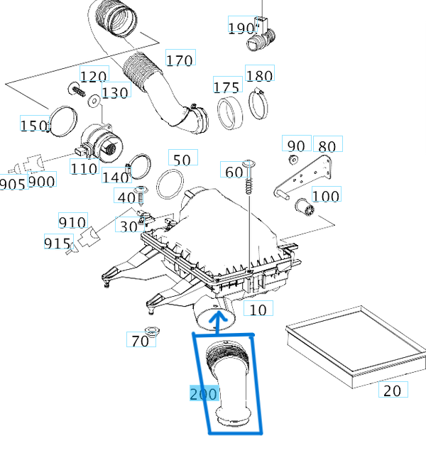 Hava Filtre Emiş Borusu Sprinter W906, W907 OM642, OM646, OM651 OEM A9065280024