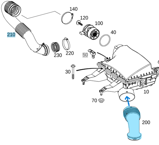 Hava Filtre Emiş Borusu Sprinter W906, W907 OM642, OM646, OM651 OEM A9065280024