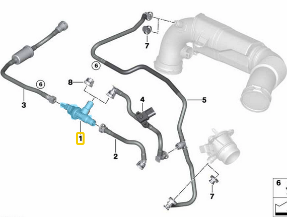 Depo Yakıt Hava Valfi / Yakıt Havalandırma Valfi BMW  1 Seri F40, 2 Seri F44, F45, F46, X1 Seri F48,  X2 Seri F39, Mini F54, F55, F56, F57, F60, Motor: B38, B48, OEM 13907614013