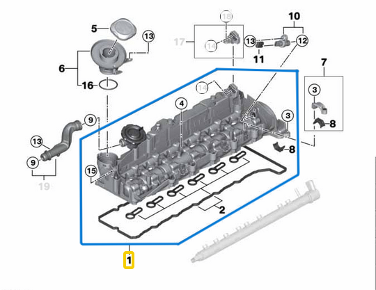 Subap Kapağı / Motor Üst Kapağı / Külbütör Kapağı BMW 5 Seri F10, X5 Seri F15, Motor: N57, N57N, OEM 11128578811