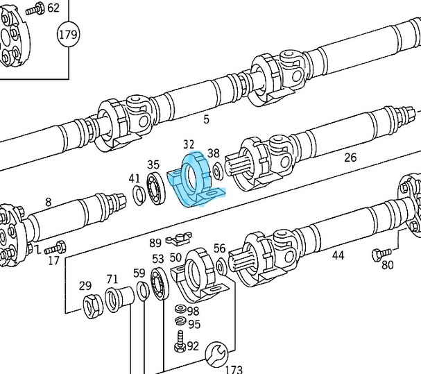 Şaft Askısı (Bilyasız) Küçük W124 OEM  A1244100681, A1244100181