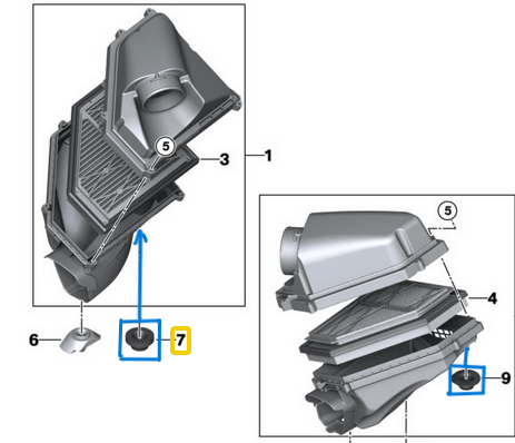 Hava Filtre Kazanı Titreşim Lastiği / Hava Filtre Takozu BMW 1 Seri F20, F21, 2 Seri F22, F23,  F87, G42, 3 Seri F30, F31, F34, F80, G20, G21, G28, G80, G81, 4 Seri F32, F33, F36, F82, F83, G22, G82, OEM 13717625238