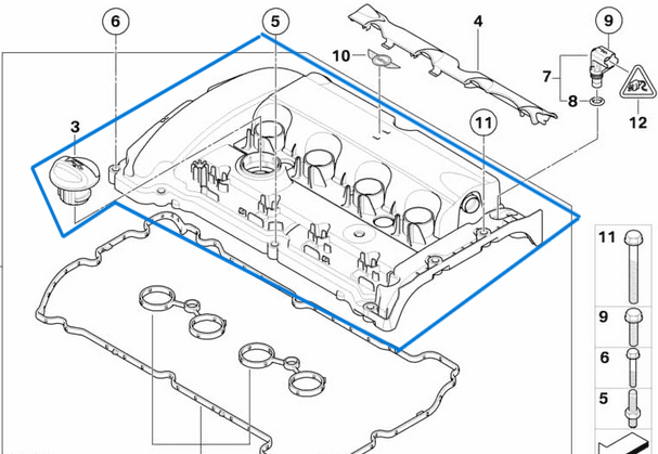 Motor Üst Kapağı / Külbütör Kapağı Mini Clubman R55, Mini R56, Mini Cabrio R57, Mini Roadster R59 N14 Motor OEM 11 12 7 646 555
