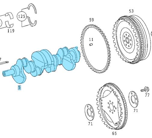 Krank Mili OM611, OM646 Vito W638, Sprinter W901, W902, W903, W904 OEM A6460310401, A6460310701, A6110310501