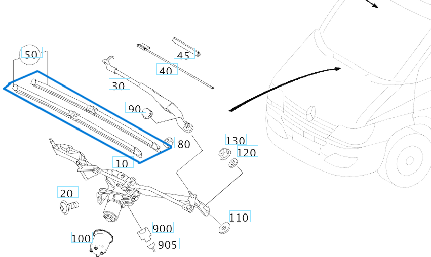 Silecek Süpürgesi 60+65cm Sprinter W906, VW Crafter OEM A9068201000, A0018203945