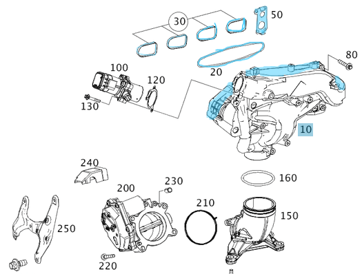Emme Manifoldu Alüminyum Sprinter W906 Motor: OM646 Euro 4 OEM A6460903137, A6460901637
