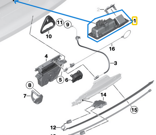 Bagaj Açma Tutamağı/Bagaj Açma Kolu / Bagaj Açma Butonu Kamera Delikli BMW 2 Seri F22, F45, F87, 3 Seri F30, F34, F80, 4 Seri F32, F36, F82, 5 Seri F10, F11, X1 Seri F48, X3 Seri F25, X5 Seri F15, M F85, X6 Seri F16, M F86, OEM 51247463163