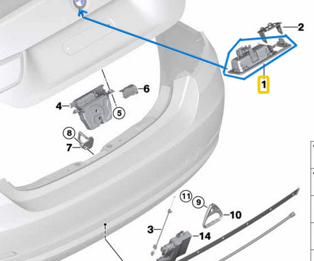 Bagaj Açma Tutamağı/Bagaj Açma Kolu / Bagaj Açma Butonu Kamera Delikli BMW 2 Seri F22, F45, F87, 3 Seri F30, F34, F80, 4 Seri F32, F36, F82, 5 Seri F10, F11, X1 Seri F48, X3 Seri F25, X5 Seri F15, M F85, X6 Seri F16, M F86, OEM 51247463163