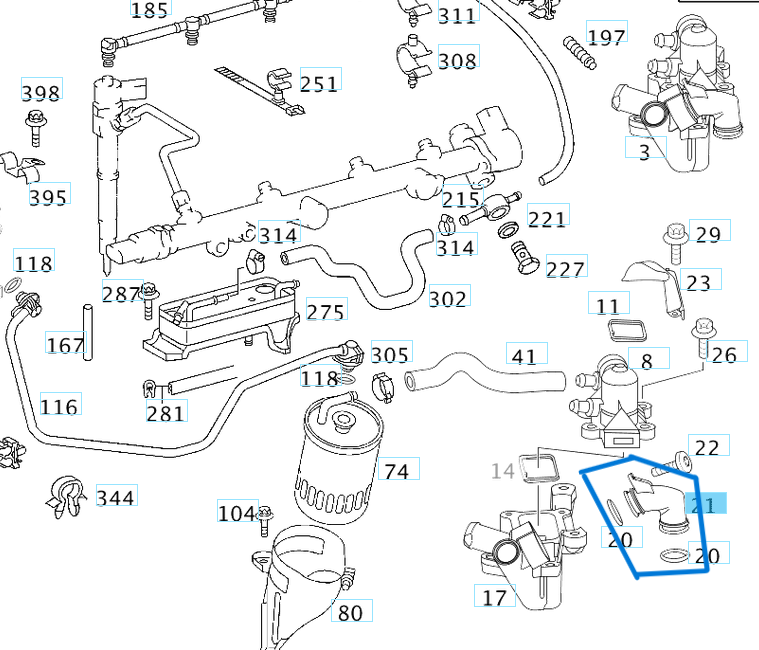 Devirdaim Ara borusu (Yakıt Isıtıcı Borusu) C Seri W203 OM611, OM612 OEM A6112030308