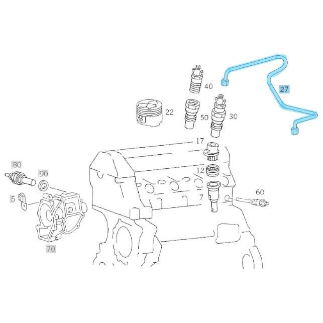 Enjektör Borusu OM601, OM602, OM603 SIRA NO:1 W124-201 OEM A6010703733, A6010701933