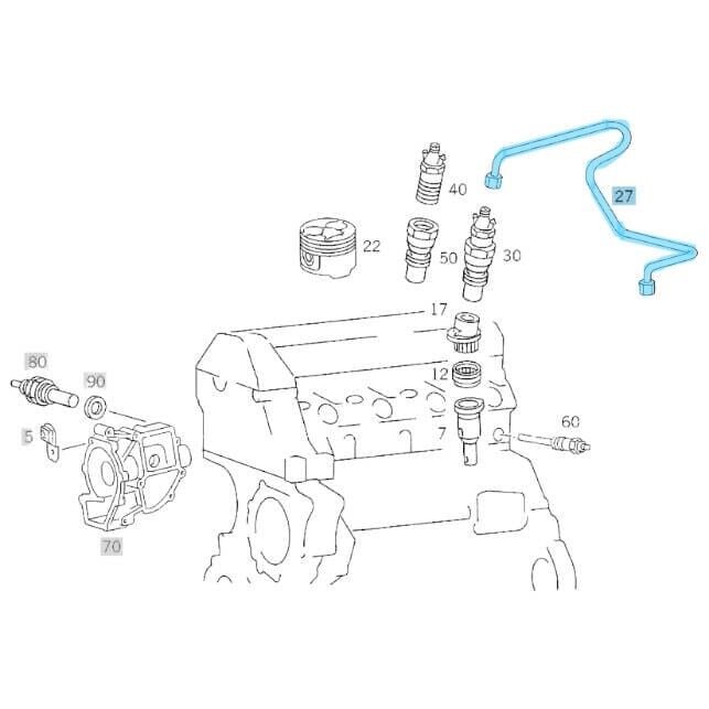 Enjektör Borusu OM601, OM602, OM603 SIRA NO:3 W124-201 OEM A6010703933, A6010703133