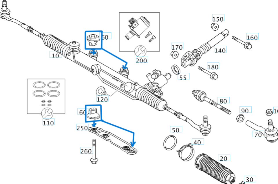 Direksiyon Kutu Bağlantı Burcu C Seri W203 OEM A2033330514