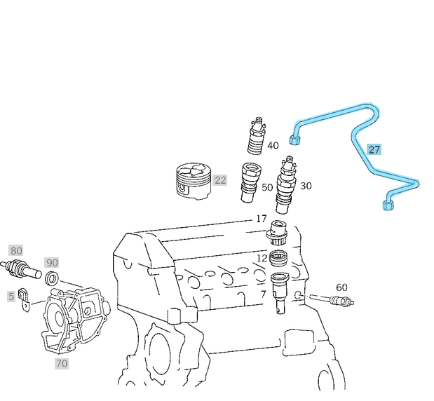 Enektör (Yakıt) Borusu OM603 SIRA NO:6 E Seri W124, C Seri W201, OEM A6030701133, A6030700333, A6030700233