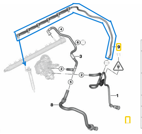 MAZOT GERİ DÖNÜŞ HORTUMU 6 SİLİNDİR BMW 1 SERI, 2 SERI, 3 SERI, 5 SERI F10, F20, F22, F30 N57N Motor OEM 13537823399