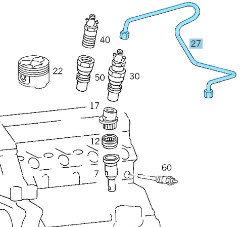 Enjektör Borusu Sıra NO:2 E Seri W124, C Seri W201 Motor : OM601, OM602, OM603 OEM A6010703833, A6010702033, 6010703833, 6010702033