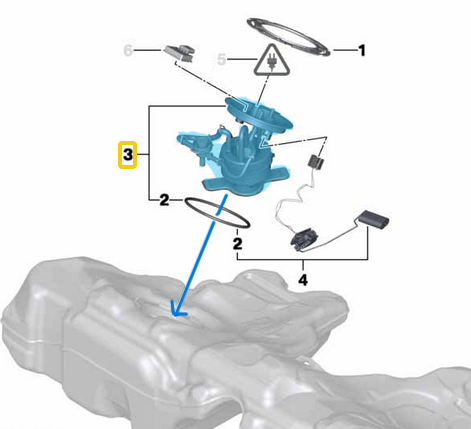 Depo Yakıt Pompası / Benzin Pompası BMW 5 Seri F07, F10, F11, 6 Seri F06, F12, F13,  Motor: B47, N47, N57, OEM 16117260648