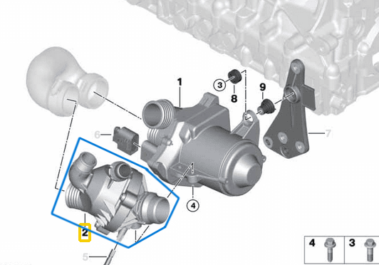 Termostat Komple Gövdeli BMW 1 Seri, 3 Seri, 5 Seri, 7 Seri, X3 F10, F15, F20, F25, F30, F32 N51, N52, N52N, N54 Motor OEM 11537549476, 11537544788, 11537536655