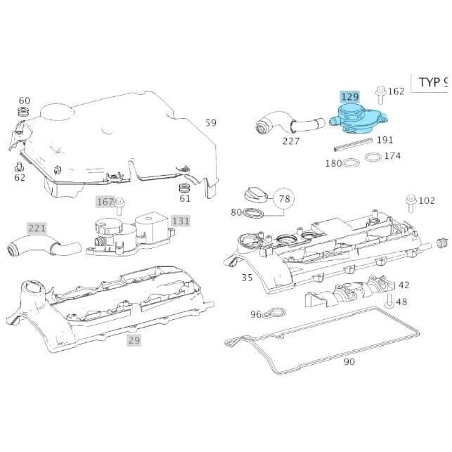 Yağ Separatörü / Yağ Ayırıcı Ventili (Valfi) C Seri W202, W203, E Seri W210 Sprinter W901, W902, W903, W904,Chrysler, Motor: OM611, OM612, OM646, OEM A6110160134,  05103970AA, 05137030AA, 5103970AA, 5137030AA(Kopya)