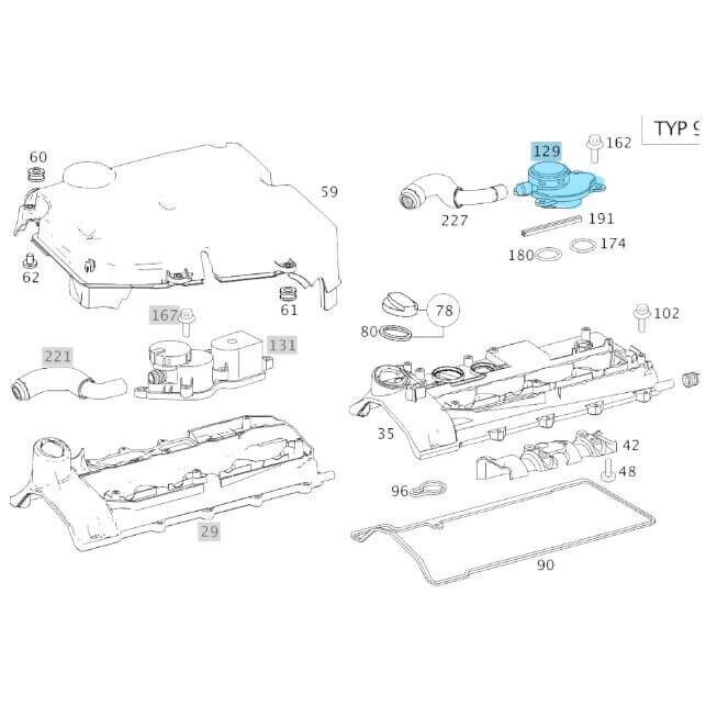 Yağ Seperatörü / Yağ Ayırıcı Ventili (Valfi) C Seri W202, W203, E Seri W210 Sprinter W901, W902, W903, W904,Chrysler, Motor: OM611, OM612, OM646, OEM A6110160134,  05103970AA, 05137030AA, 5103970AA, 5137030AA