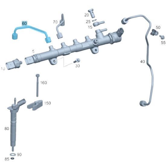 Enjektör Borusu / Yakıt Borusu / Mazot Borusu NO: 1 - 2 Motor: OM651, OEM A6510704233, A6510702433