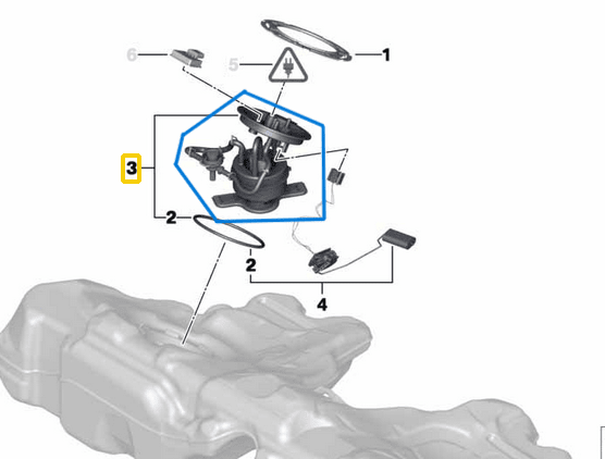 Depo Yakıt Pompası 6 bar Komple BMW 5 Seri F07, F10, F11 Motor N52, N53, N52N, N20 OEM 16117260644, 16117434205