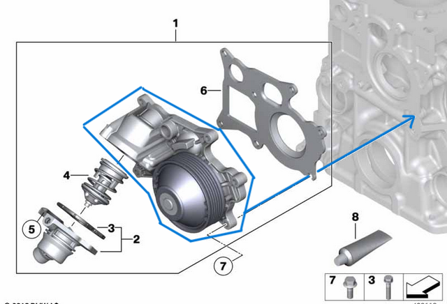 Devirdaim Su Pompası BMW 1 Seri F20, F21, 2 Seri F22, 3 Seri E90, E91, E92, E93, 5 Seri F10, F11, X3 F25, X4 F26, X5 F15, Motor: B47 OEM 11518591016, 11518585282, 11518514458