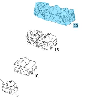 Cam Açma Düğmesi W447 Vito Ön Sol 4 Düğme Ayna Katlamalı OEM A4475450413, A4479054303