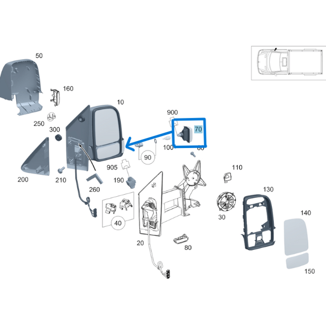 Ayna Sinyali Duysuz Sprinter W907, W910 2018>> Beyaz Sağ OEM A9109064600